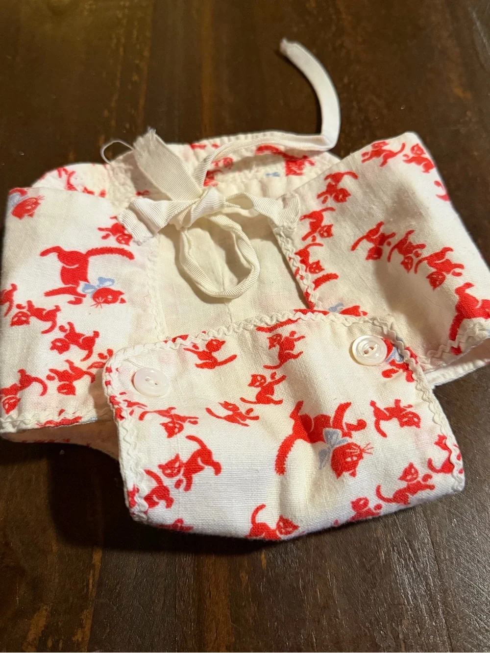 VTG HandMade Cat Print Clothe Diaper with Tie Closure